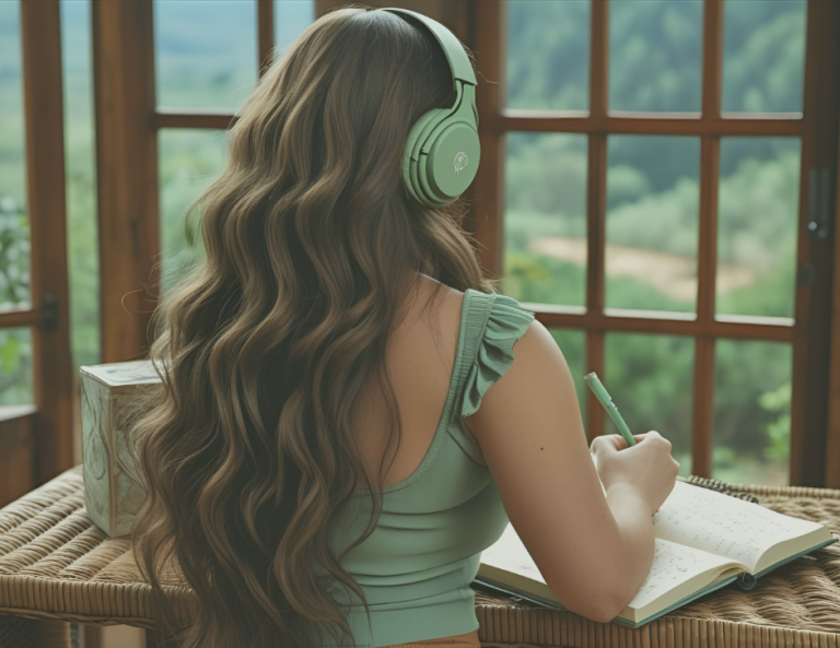 Immagine di ragazza di spalle che scrive sul suo diario - COPERTINA morning routine efficace